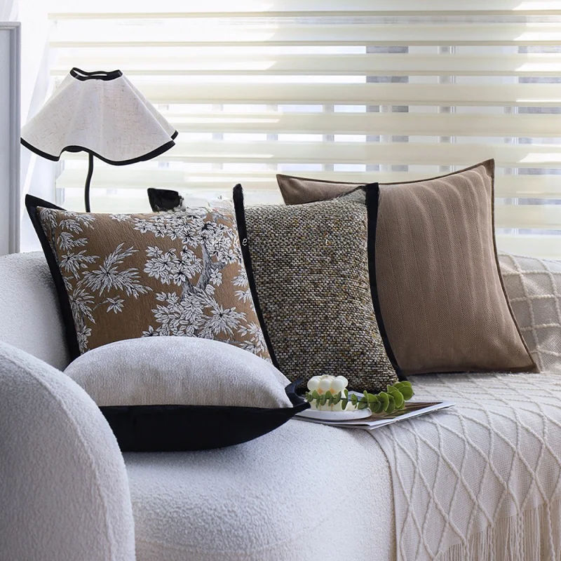 Elegant Ancient Chinese Style Sofa Pillowcase Light Luxury Beige Color Shenier Home Stay Couch Bed Headrest Simple And Refine