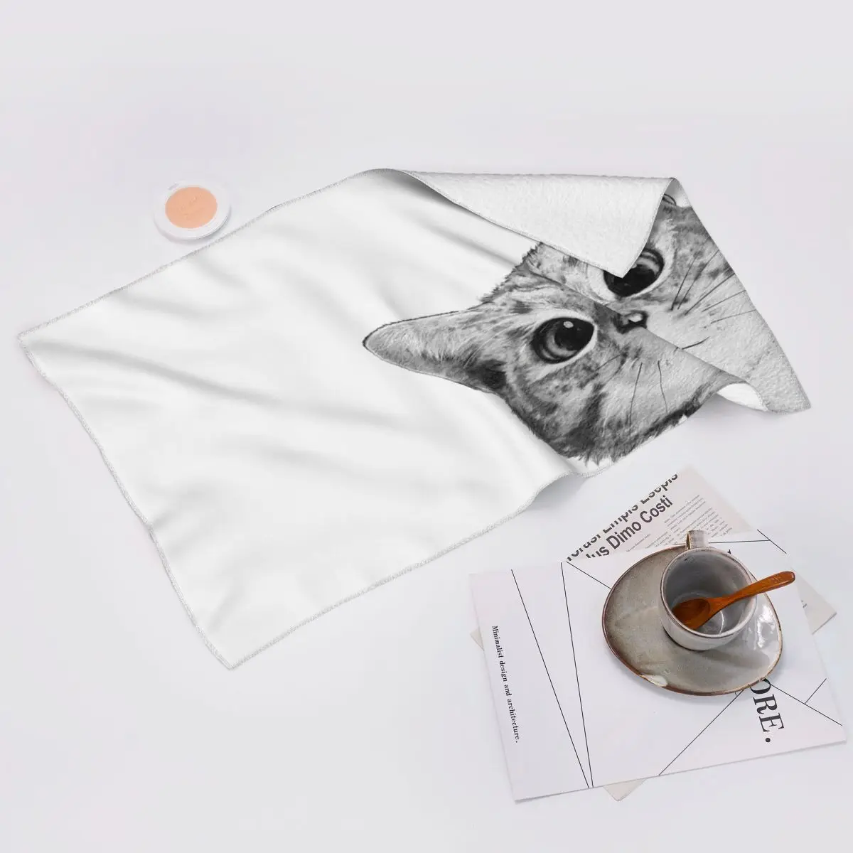 Custom Sneaky Cat Soft Face Towel Quick Dry Pool Bath Cotton Towels Absorbent