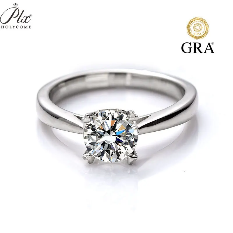 New Premium 1ct Moissanite Wedding Ring Women 925 Sterling Silver Straight Arms Love Cup Four Claws for Women Fine Jewelry Women