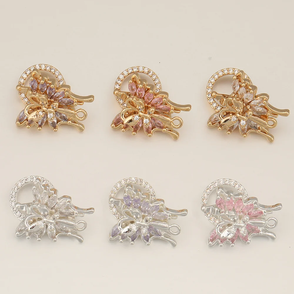 

Cordial Design 20Pcs 17*18MM Jewelry Accessories/Copper/Hand Made/Genuine Gold Plating/Butterfly Shape/CZ Bracelet Hooks #102661
