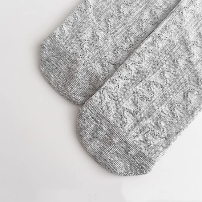 Lange Röhrensocken für Mädchen, Frühling/Sommer, dünne, gewellte Kniestrümpfe aus Baumwolle mit Schleife, süße Prinzessinnenstrümpfe – Detail 10