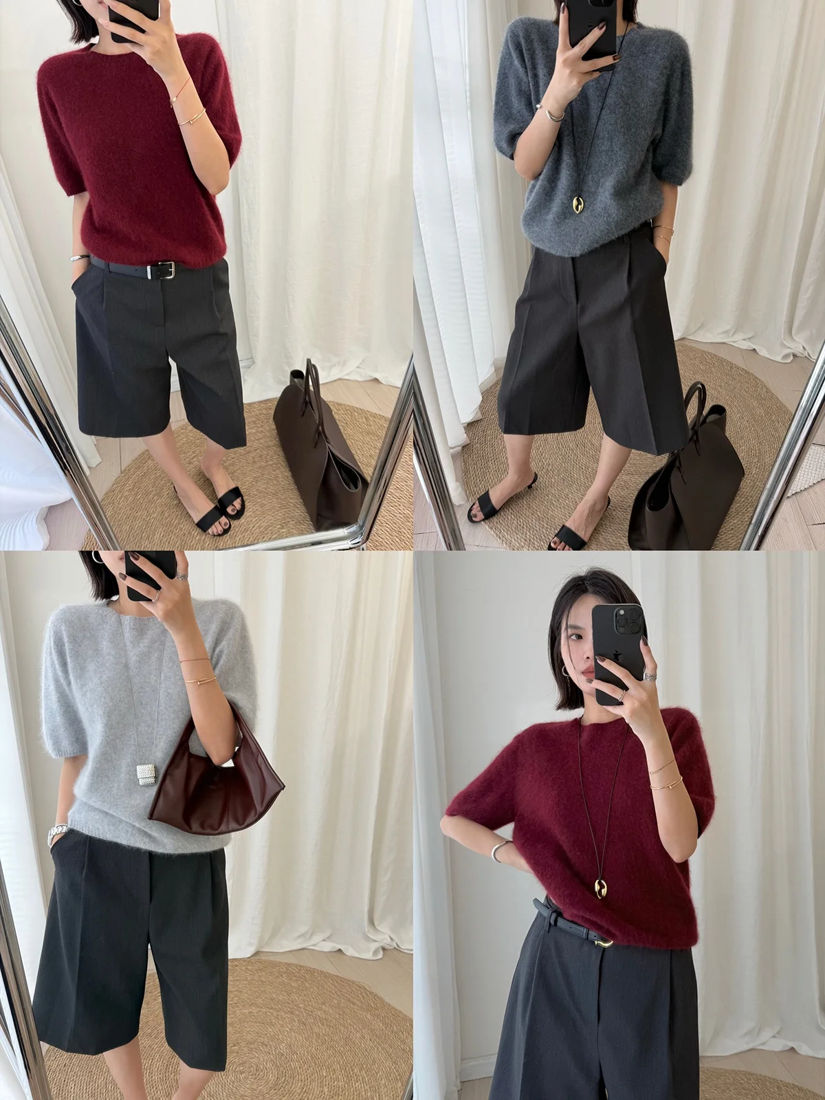 

Sl Inteated Fce Wool Camere ort Sve Knitted Sweater Women's Casual Comfortable Warm round Ne Top