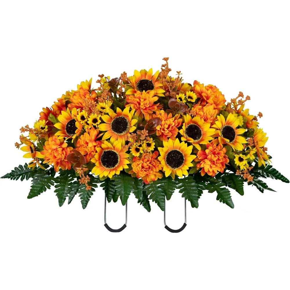 Artificial Yellow Sunflowers, Fall Flowers Grave Decoration, 30 