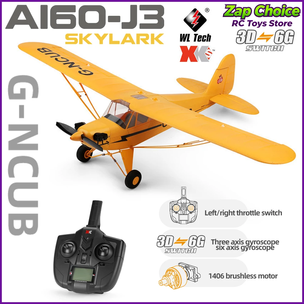 

WLtoys A160 1406 Brushless RC Glider 3D/6G Mode EPP Foam Stunt Aircraft 2.4G 200m Range RTF Ready-to-Fly Toy Gift for Beginner