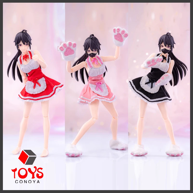 

HASUKI 1/12 Scale CS010 Girl Maid Dress CS011 Cute Cat Claw Model Fit 6'' Female Soldier Action Figure Body Dolls