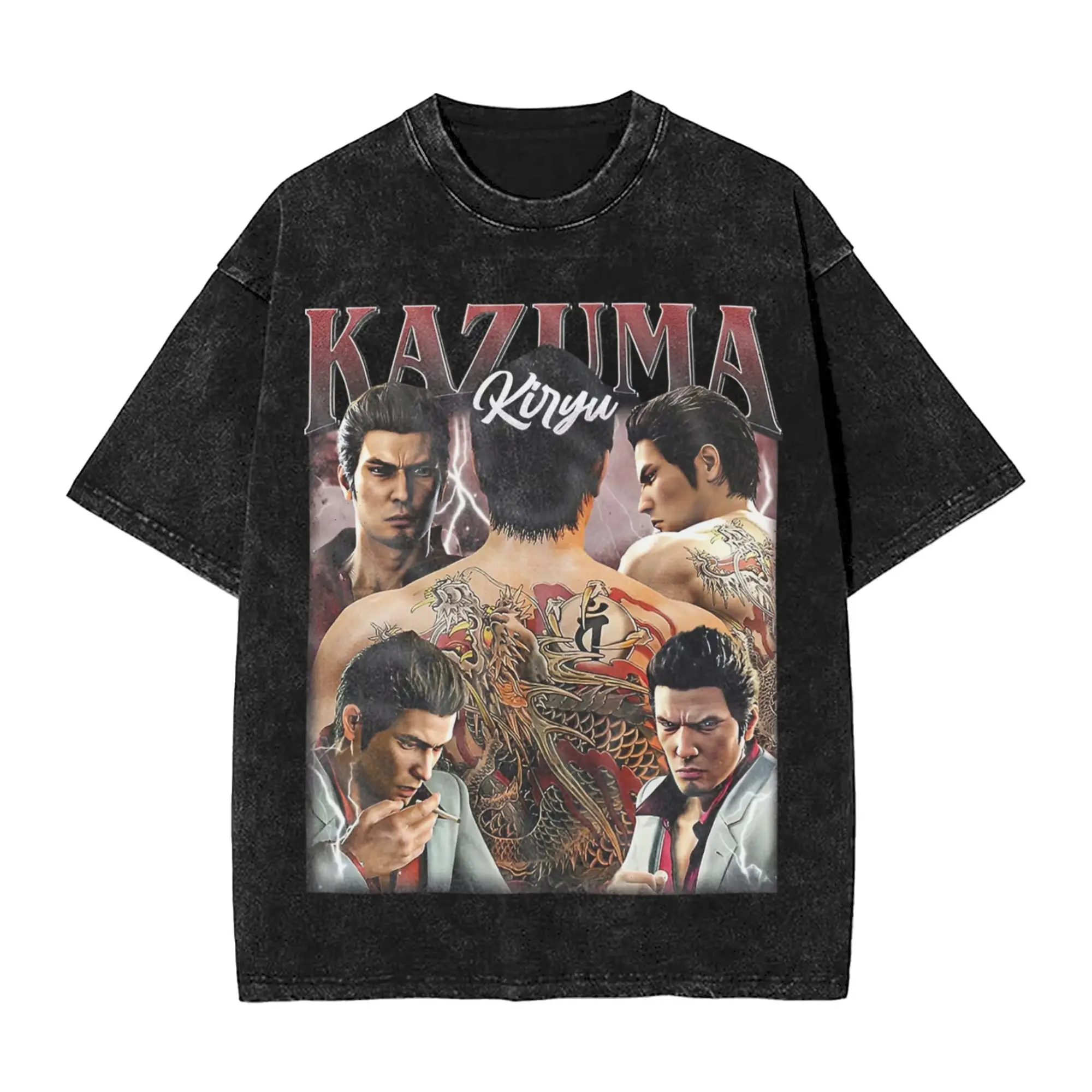 YAKUZA Kazuma Kiryu Vintage estilo pirata camisetas lavadas ropa de calle Hip Hop Vintage camisetas hombres mujeres 100% algodón gráfico