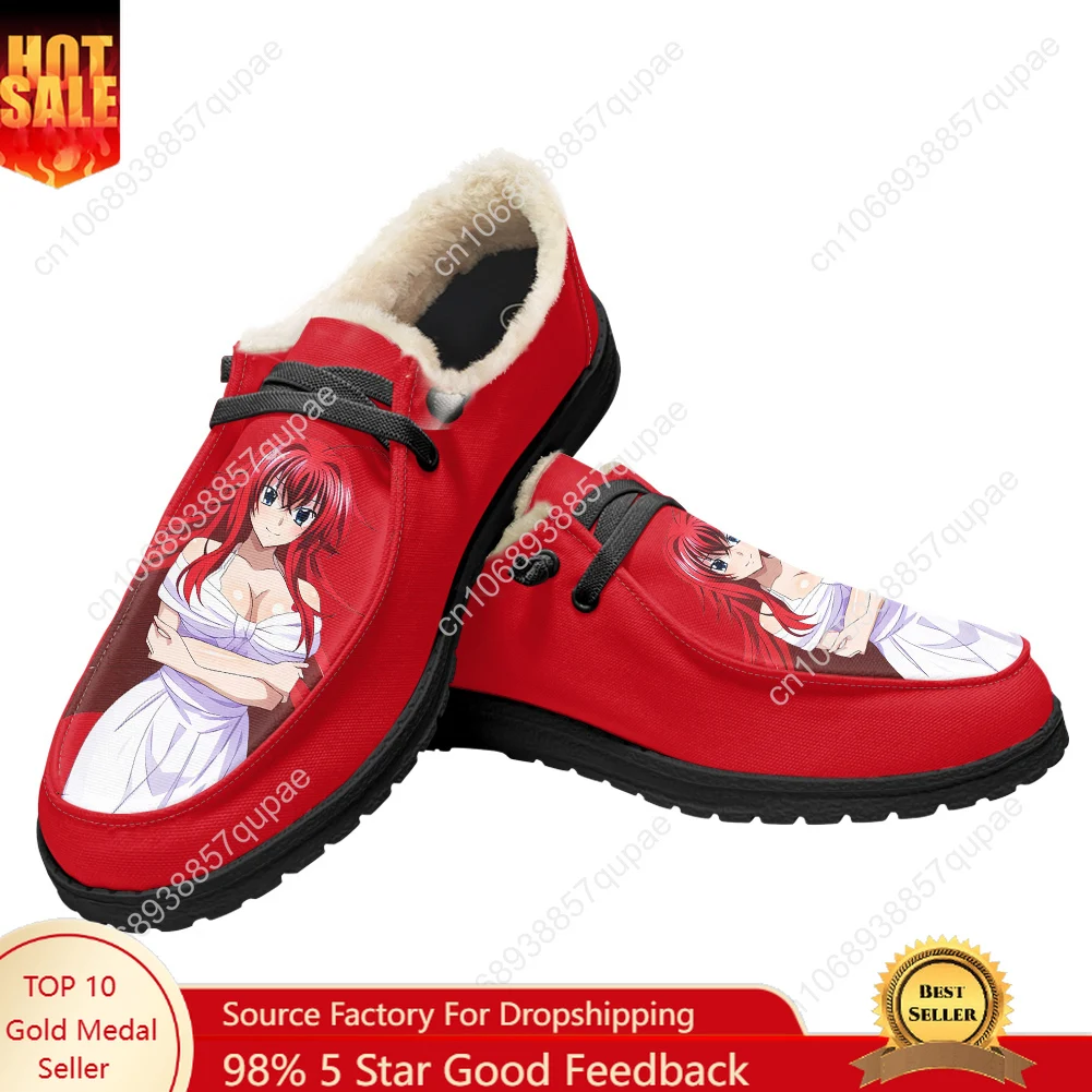 

High School DxD Rias Gremory Flat Shoes Cartoon Men Women Teenager Sneakers Soft Keep Warm Shoes Casual Footwear Custom Shoe