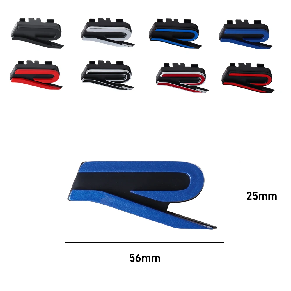 Autocollants d\'insigne de calandre avant en métal 3D, logo R, emblème de coffre arrière, Volkswagen VW Golf 2, 4, 5, 6, 7 R, MK2, MK3, MK4,