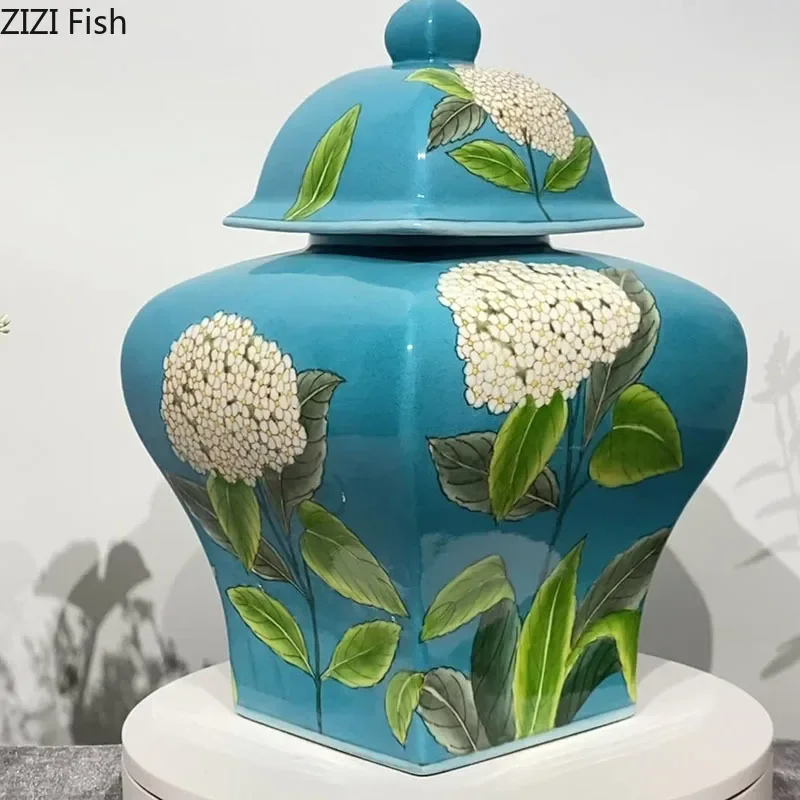 Dandelion Pattern Square Storage Jar with Lids Ceramic Flower Arrangement Desk Decoration Jewelry Jars Cosmetic Containers