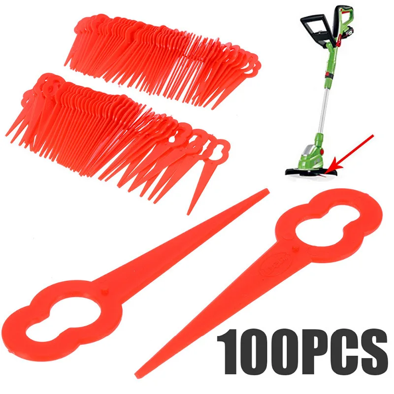 100pcs Plastic Cutter Blades for Electric Cordless Grass Trimmer Strimmer Tool Grass Trimmer Blades Replacement Garden Tool