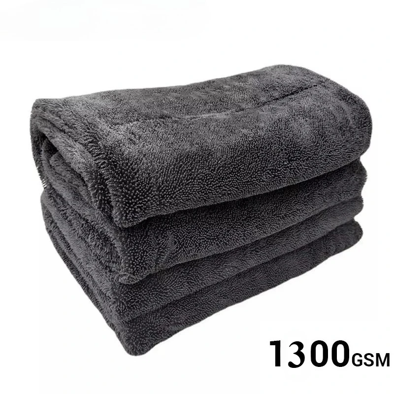 

Полотенце для мойки автомобиля 1300GSM, двусторонняя ультравпитывающая ткань из микрофибры, чистящее сушильное полотенце, аксессуары для мытья