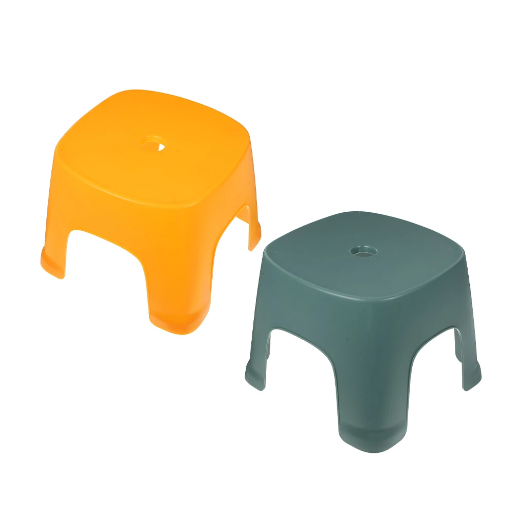 2 Pcs Mini Step Stool Plastic Footrest Bath Room Toilet Training Stools Yellow Green Compact Lightweight Adjustable for Feet