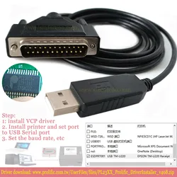 USB to RS232/DB25/Dsub/25p/pin/Male for Epson LPT Cable TM/T58/T88/T295/U220/330/950 Data/Printer Cable