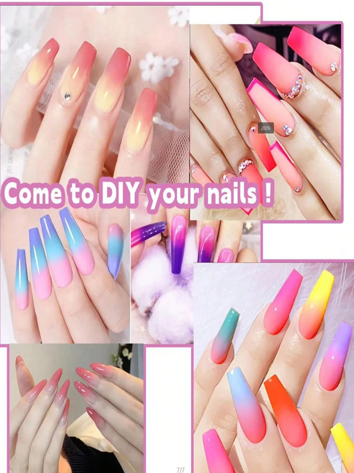 Nail Art Ombre Glitter - 40 Farben Nagelpigment-Palette mit festem Reibepulver,