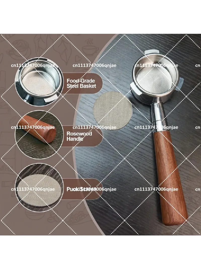 54mm Bottomless Portafilter with Puck Screen, Stainless Steel Espresso Filter Holder Accessory