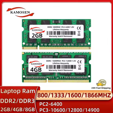 DDR2 DDR3 2GB 4GB 8GB Notebook Memory Ram PC2 1.8V 667 800MHZ PC3 1.5V 10600 12800 14900 SODIMM NON-ECC Laptop Memoria Ram