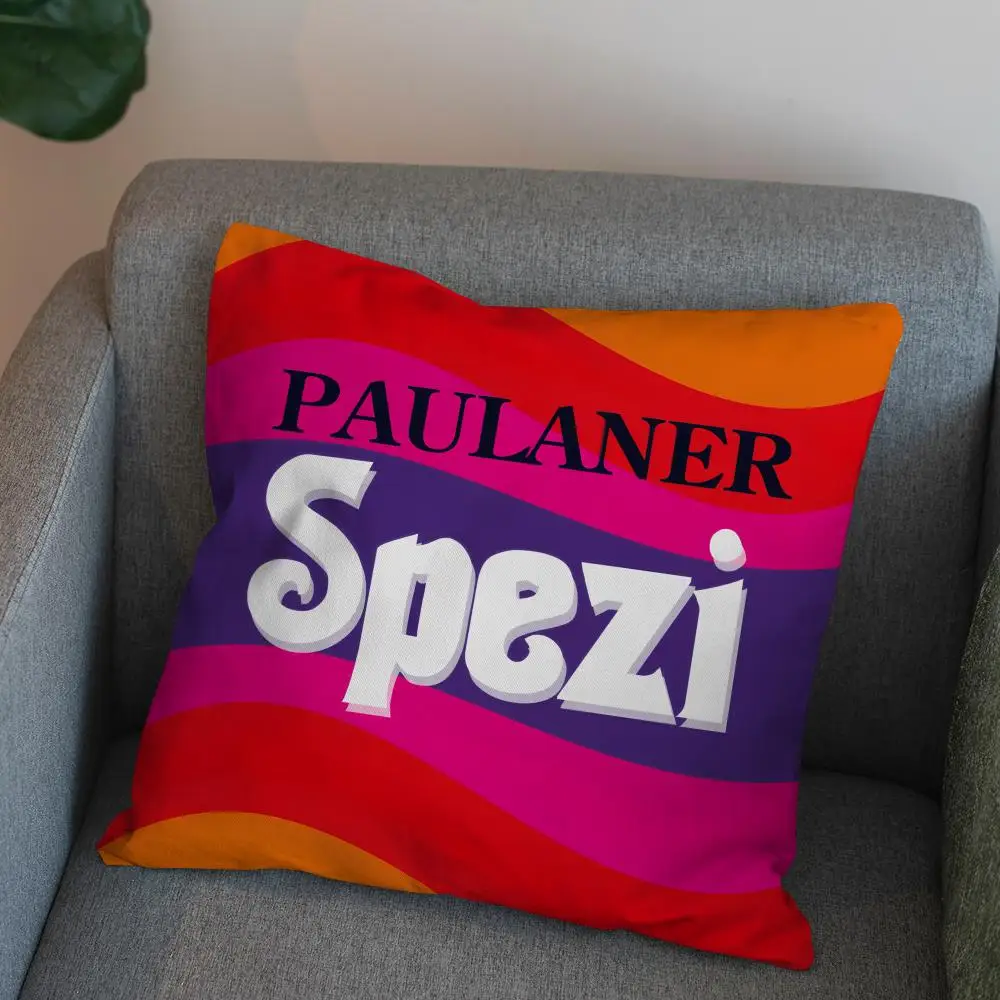 Funda de almohada Paulaner S-Spezi para sofá de coche, decorativa para el hogar, con estampado de doble cara, funda de cojín cuadrada de felpa