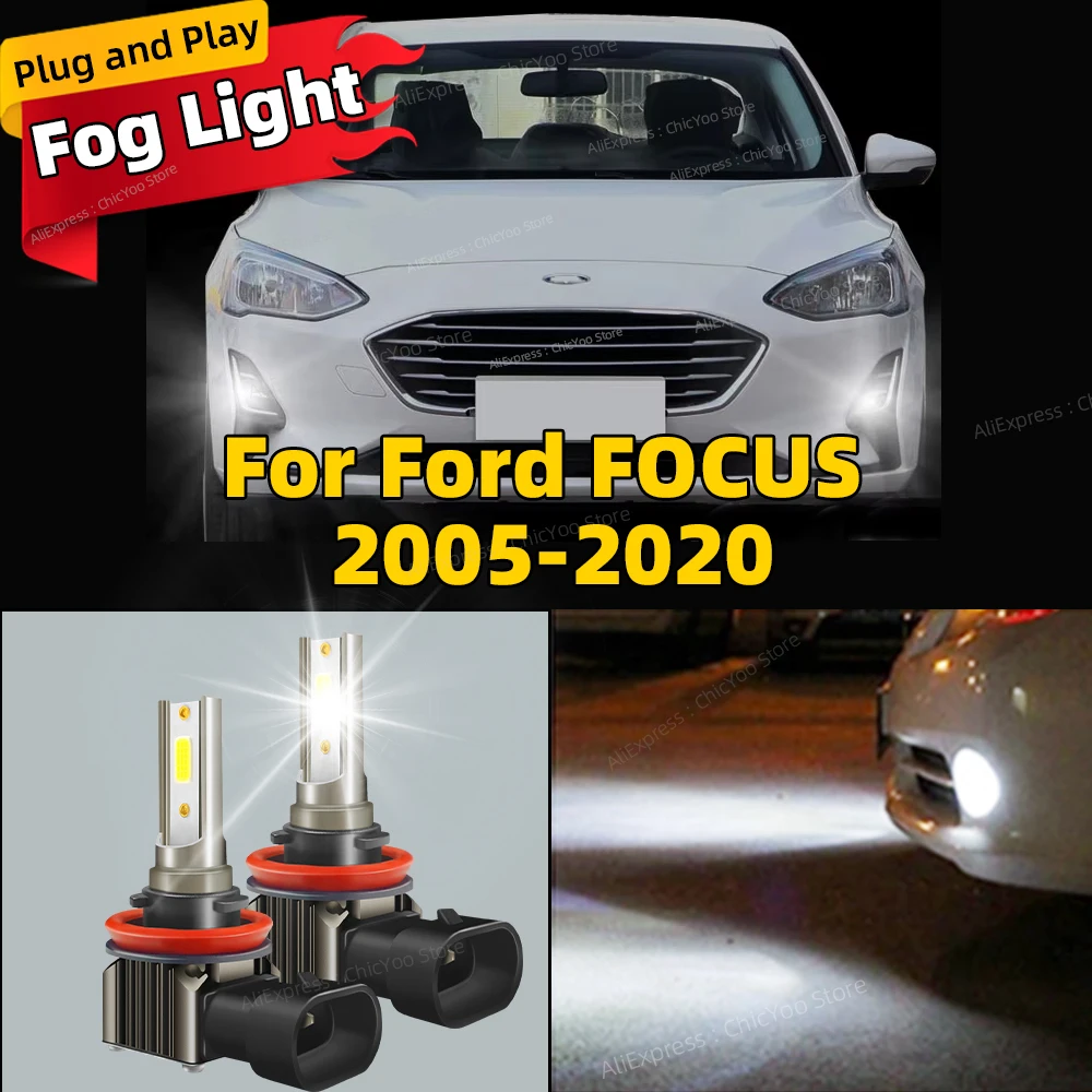 2Pcs 6000K Fog Light Car Front LED Lamp Accessories 80W Bulb For Ford FOCUS 2005-2010 2011 2012 2013 2014 2015 2016 2017 18 2020