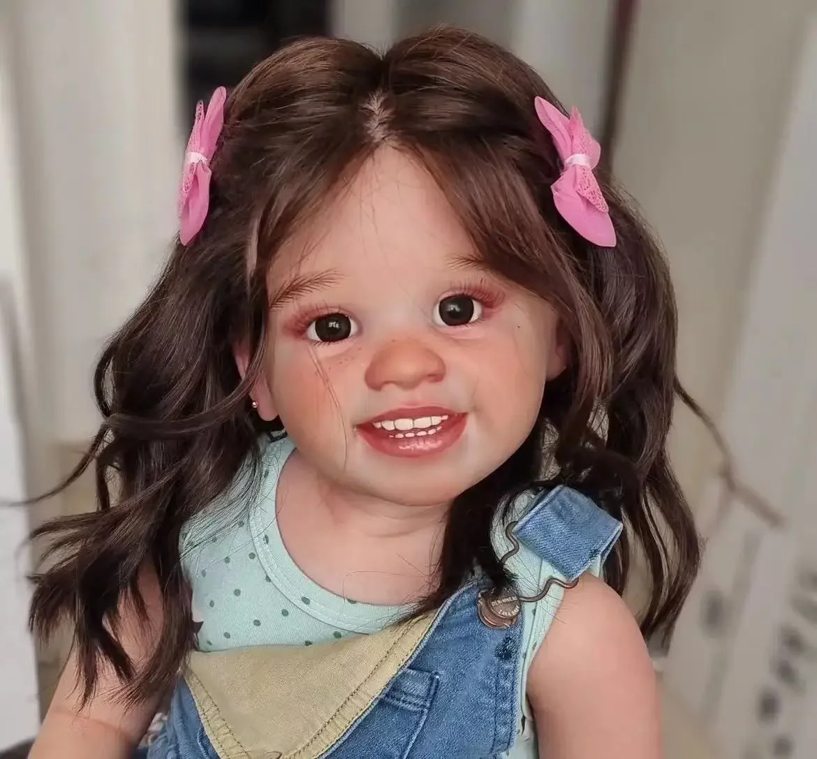 

DLS индивидуальная ограниченная поставка 29 дюймов кукла реборн Shanti с укорененными волосами уже готовая кукла Рождественский подарок