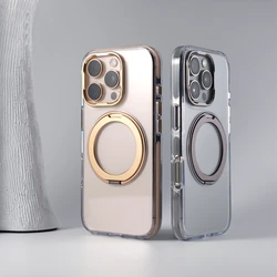 Magnetic Rotatable Kickstand Holder for MagSafe Phone Case for iPhone 16 17pro max 14 15 Pro Wireless Charging Clear Hard Cover