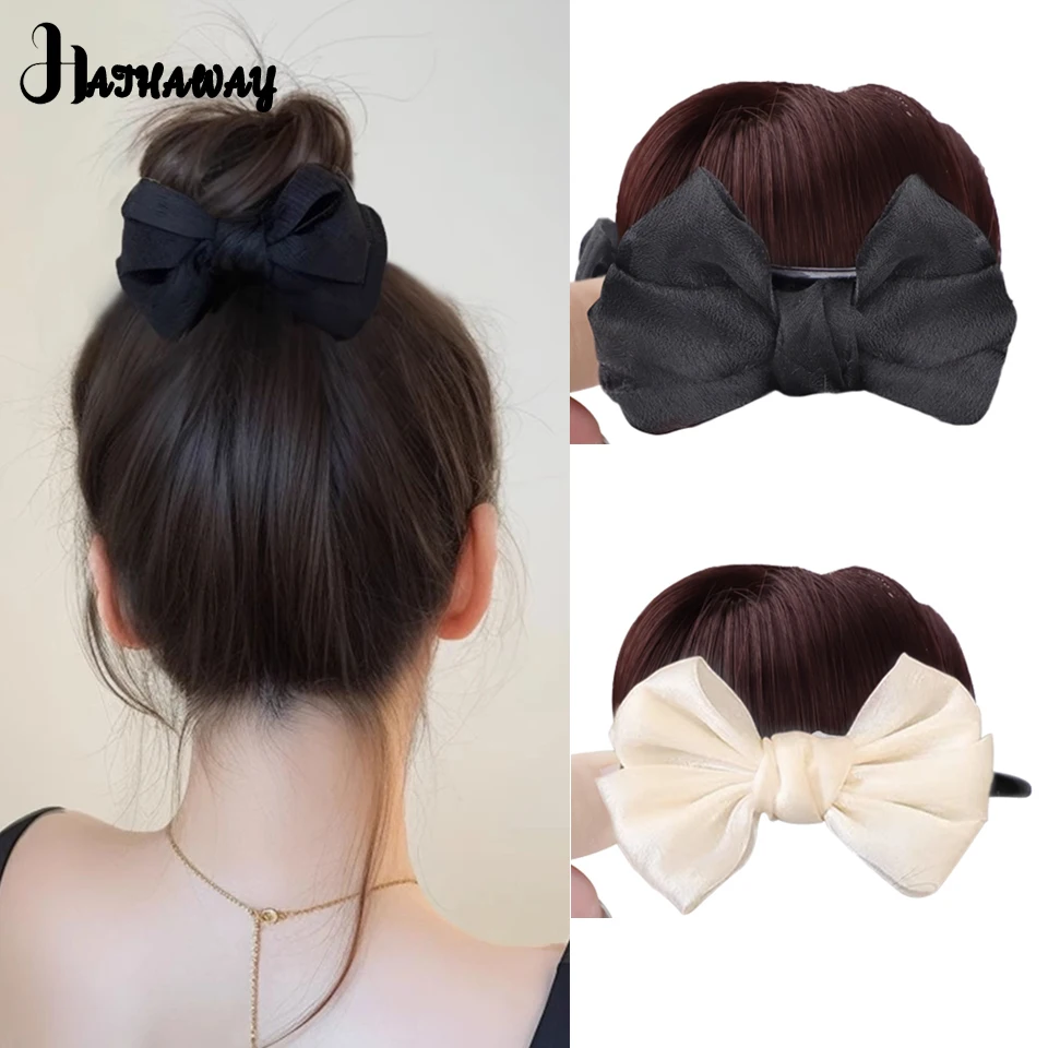 Grabbing Clip Meatball Wig Synthetic Grabbing Clip Summer New Bow Hair Artifact Additional High Skull Wig Ring Female Daily Wear