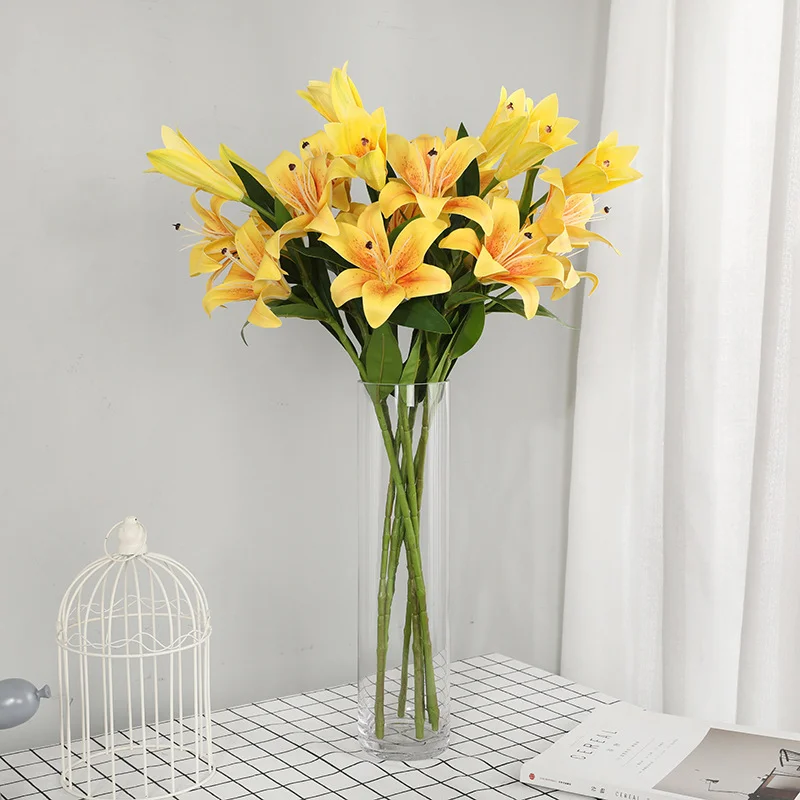 6 Colors Simulation Lily Bouquet Artificial Plants Home Decoration Wedding Arrangement Photography Props