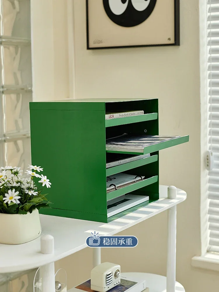 Cream Wind File Cabinet Household Simple Wrought Iron Shelf Desktop Office Storage Small Cabinet