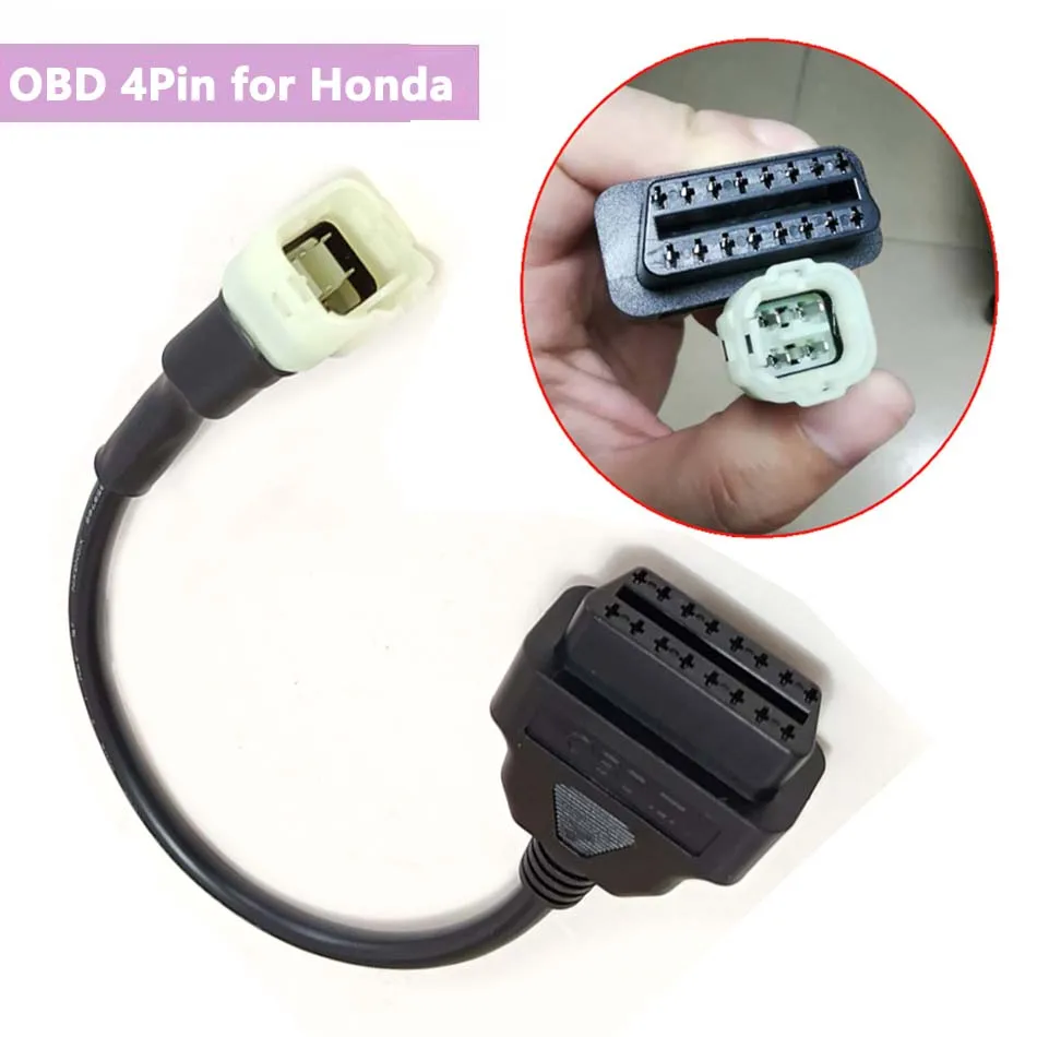 OBD 16pin to 4 pin Cable for Honda 4Pin Motorcycle K-Line Models Fault Detection Convert OBD2 16P Connector for Honda 4 Needle