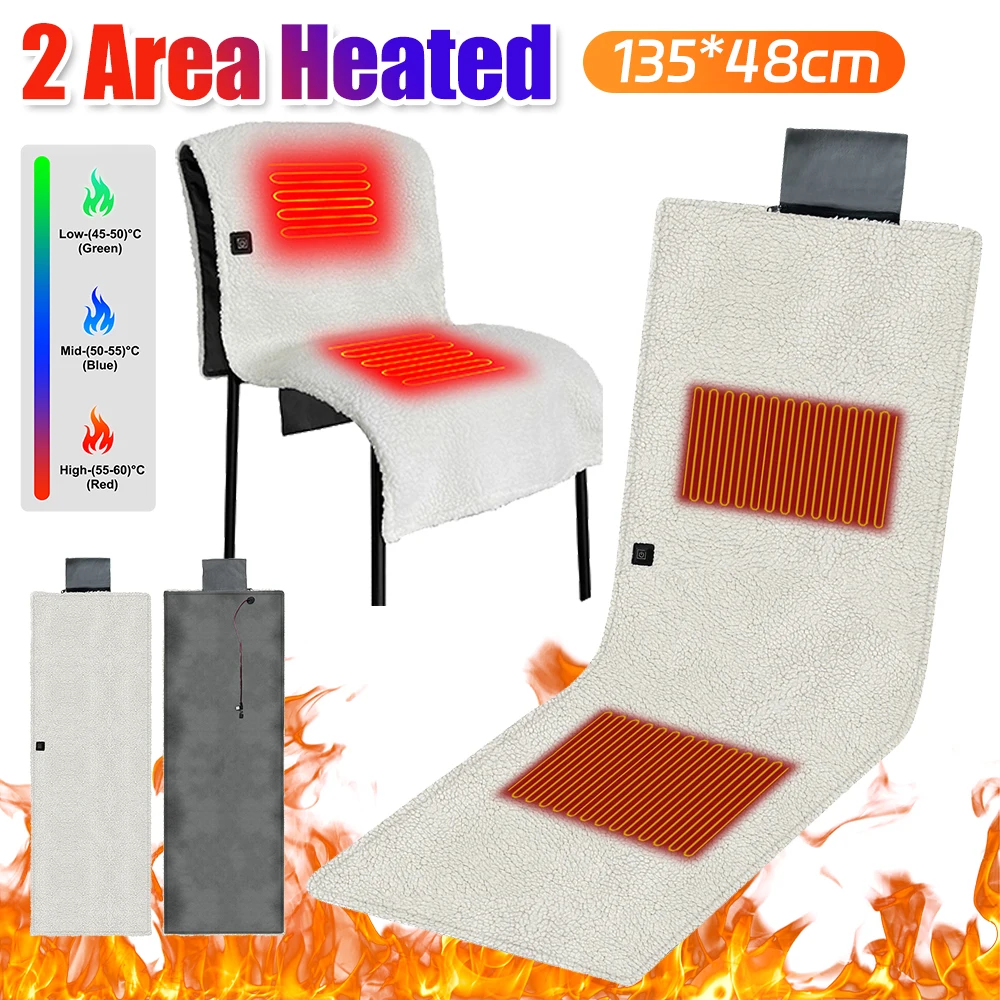 Electric Heated Seat Cushion Waterproof Folding Heating Chair Pad USB Power Winter Warm Seat Pad for Park Stadium Car Travel