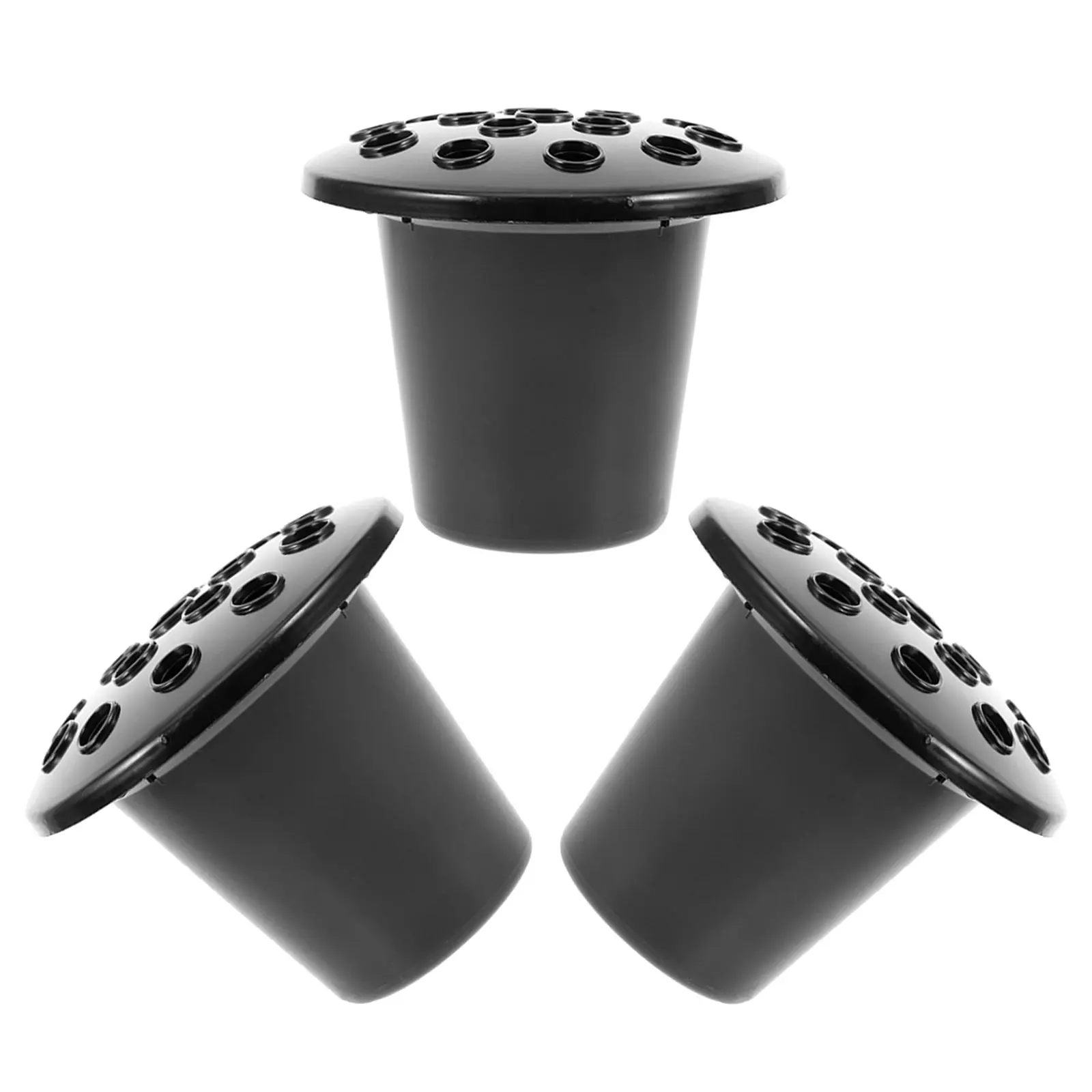 3Pcs Cemetery Flower Holder Lotus Shape Black 16 Holes Grave Vase Inserts Memorial Floral Vase Holder Sympathy Flowers