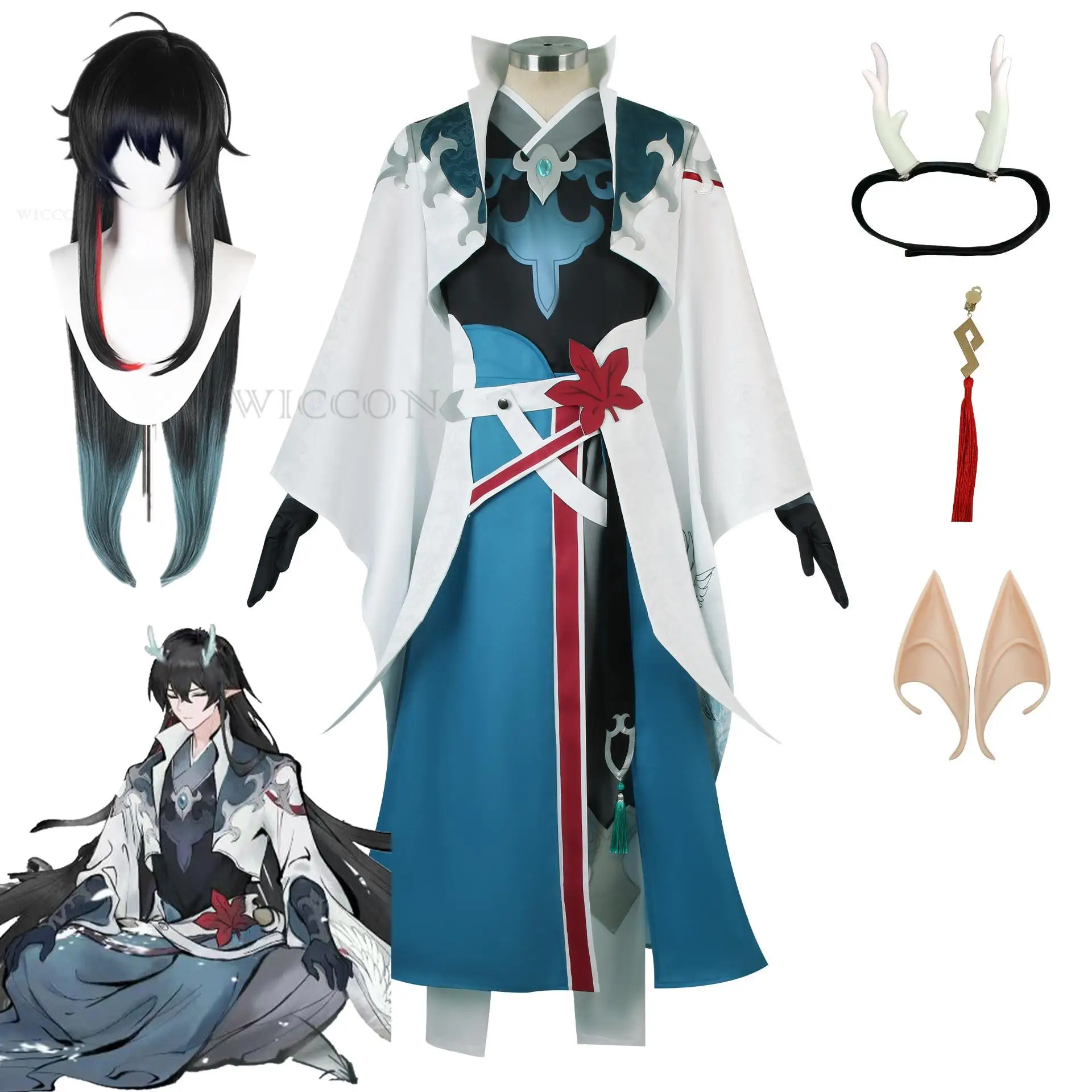 Costume Cosplay de Dan Feng avec Perruque, Uniforme de Rail Étoilé de Honkai, Hanfu, Imbibitor Lunae Luofu Astral Express, pour Halloween, pour Femme et Homme