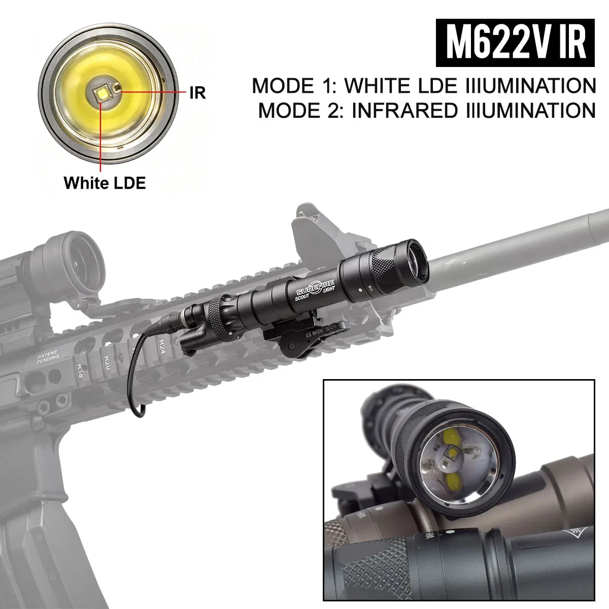 M323V M622V Tactical SF M323V M622V IR Light White LED+IR Flashlight Hunting Infrared Output Scout Light with Remote Switch