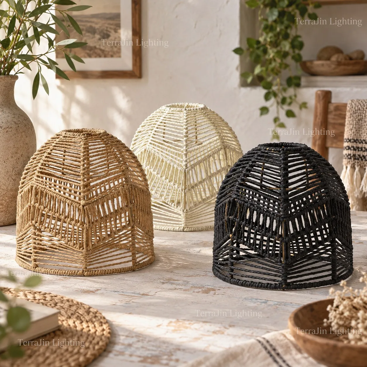Handwoven Paper Rope Ceiling Pendant Light Home Decor Items Chandelier for Room Hotel Restaurant Dining