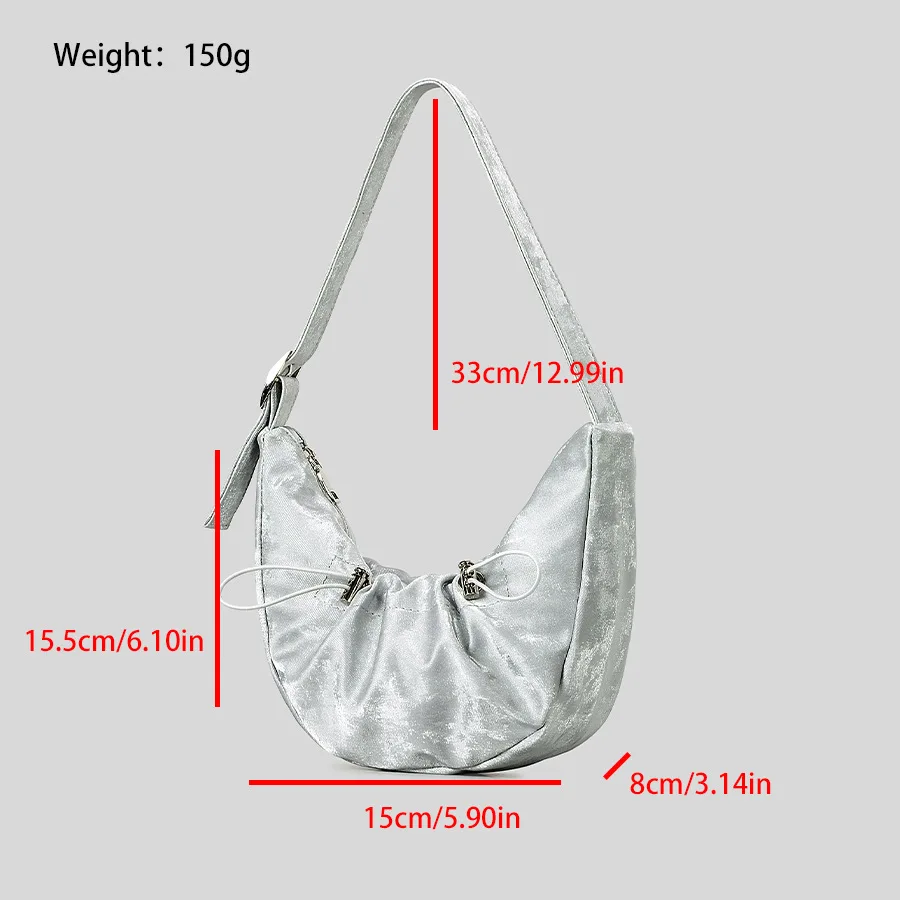 Vintage Ruched Hobos Women Shoulder Bags Designer Drawsting Lady Handbags Mini Female Purses Small Armpit Bag 2024