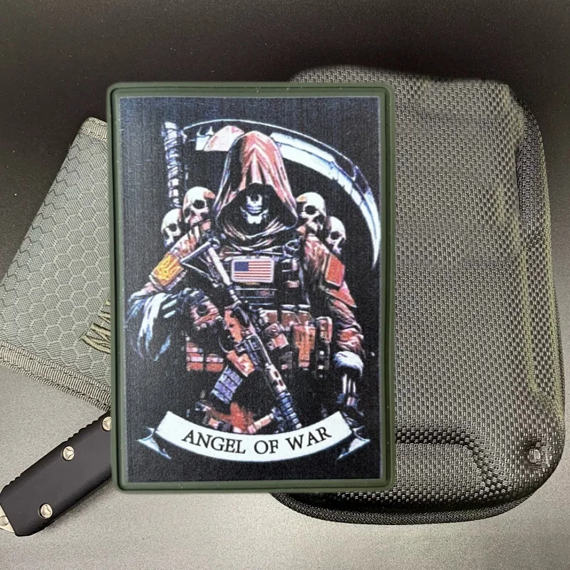 

Skull Patch on Clothes Military Morale Badge ANGEL OF WAR PU Armband Hook Loop Patches Backpack Sticker