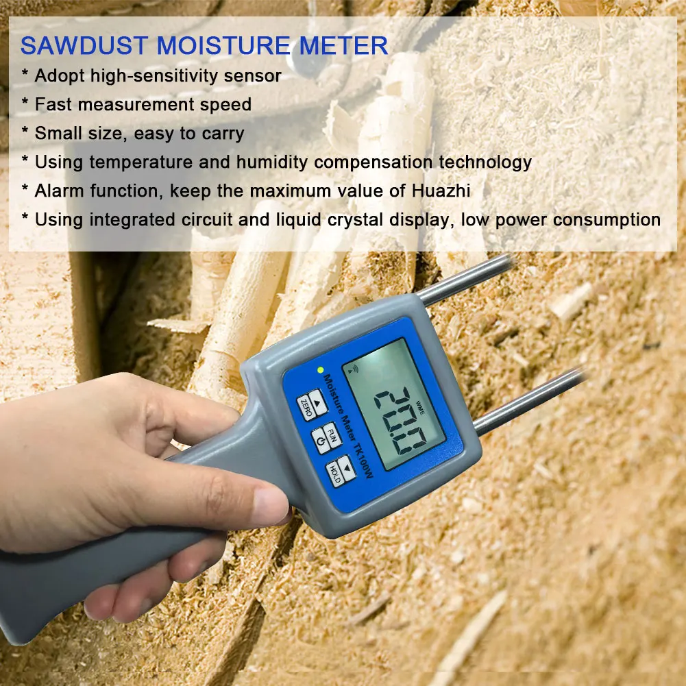 Professional Meter Moisture Meter Water Tester With Metal  for Wood Chips, Sawdust, Powder, Hay Bales, Peat.