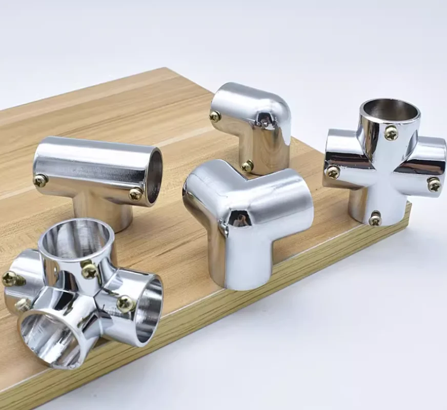 4Pcs Zinc 19mm 25mm Railing Pipe Clamp Joint Connector Elbow Tee DIY Shelf Display Storage