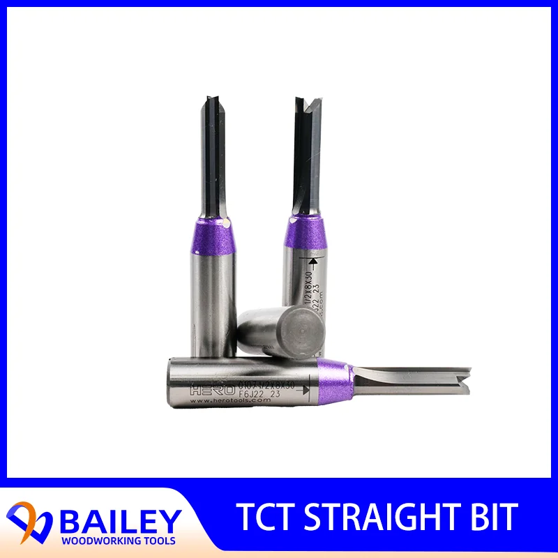 BAILEY 1PC 12.7x8mm Series 2 Flutes TCT Straight Bit EndMill Woodworking Tool Carbide Cutter for MDF Plywood Chipboard Wood