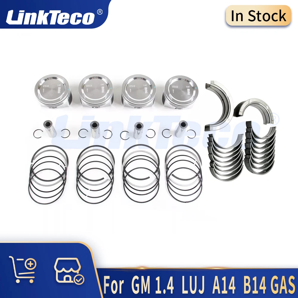 Engine Parts Piston & Rings Bearing Set 1.4 L LUJ A14 B14 GAS For GM BUICK ENCORE CHEVROLET AVEO OPEL ASTRA VAUXHALL CORSA 1.4L