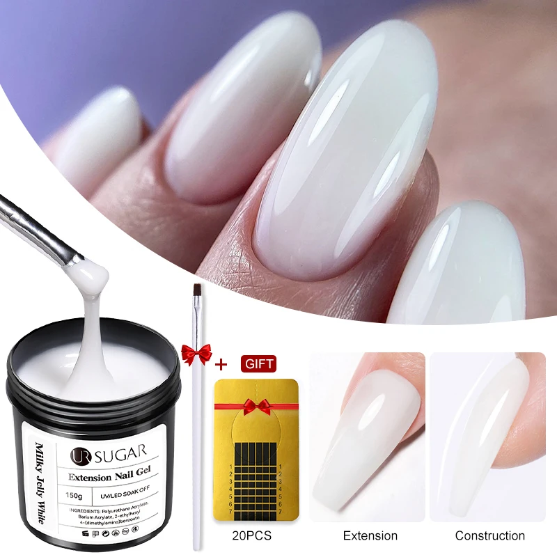 

UR SUGAR 150g Extension Nail Gel Polish Milky Jelly White Nude Pink Clear Semi Permanent Acrylic Building UV Construction Gel