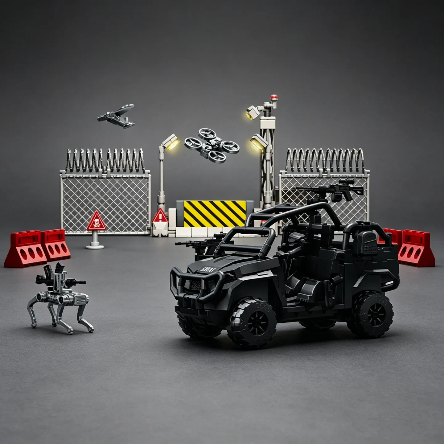 City Police Serie: SWAT Checkpoint Polaris Panzerfahrzeug-Bausteine – Lernspielzeug mit Militärbasis-Szene