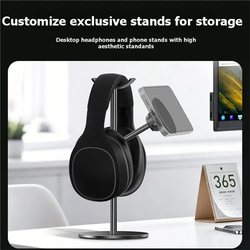 [NEW!】 For Desk Organizer-Curved Headset Holder 2-In-1 Magnetic Mount Headphone Stand Display Functionality