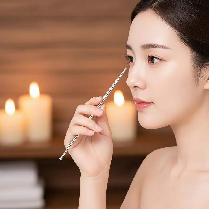 3Pcs Face Acupuncture Massage Set Double Head Stainless Steel Acupressure Pen for Home Spa Relaxation Use