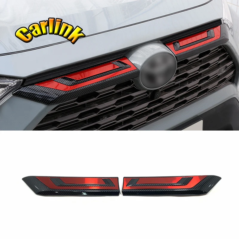 

For Toyota RAV4 XA50 2019 2020 2021 2022 ABS plastic Car front grille trim strip sticker exterior modification accessories