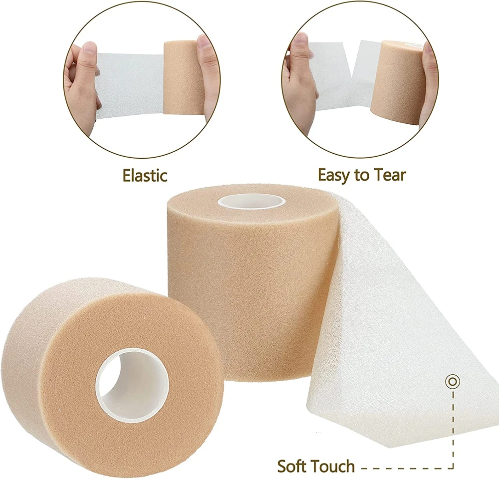 3Rolls Foam Sport Underwrap Athletic Foam  Self Adhesive Bandage Tape Sports Pre Wrap Athletic Tape for Ankles Wrists Hand Knees