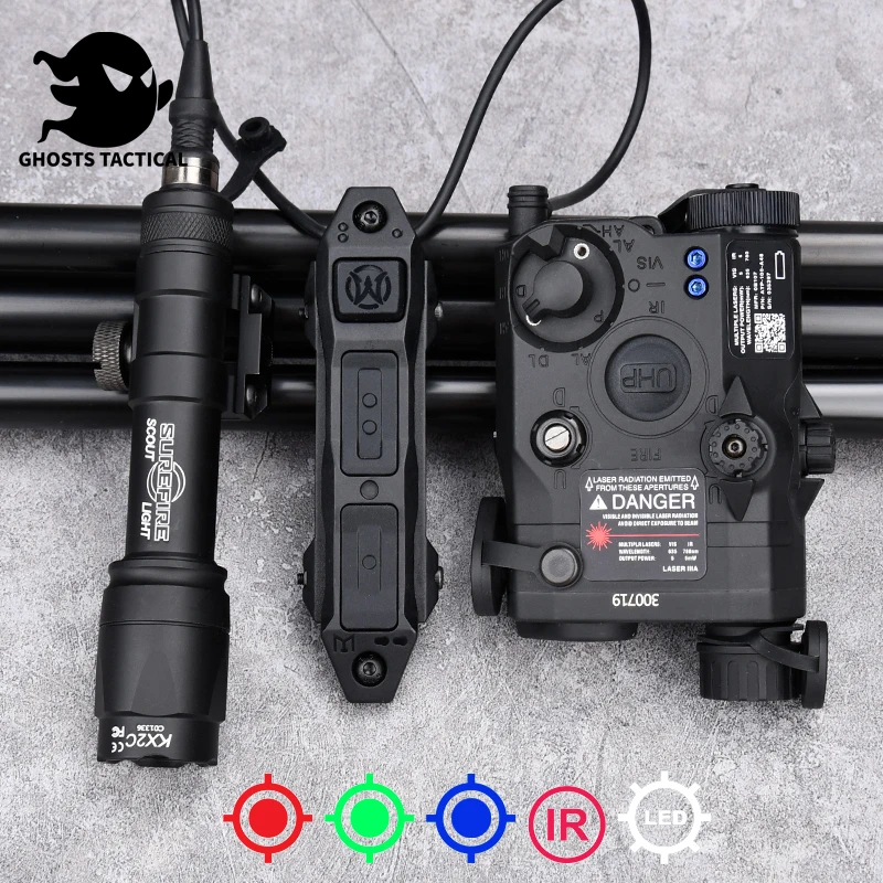 WADSN Airsoft UHP AN PEQ 15 PEQ-15 LA5C Red Dot Green Blue Laser Indicator IR Fill Light Scout LED AR15 Fit 20MM Rail Hunting