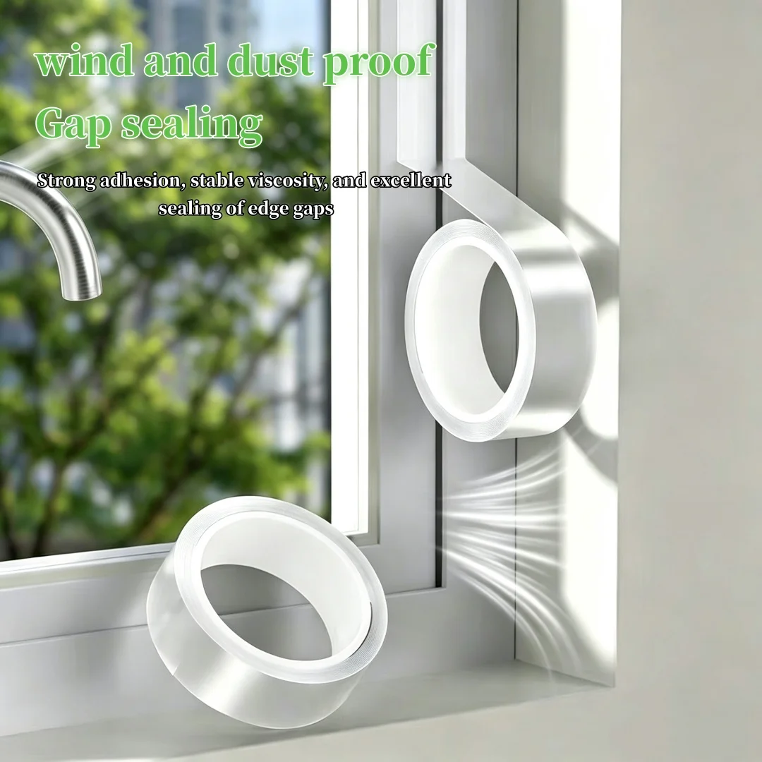 Single sided nano anti mold tape, transparent seamless self-adhesive sealing strip, used for kitchen and door and window gaps