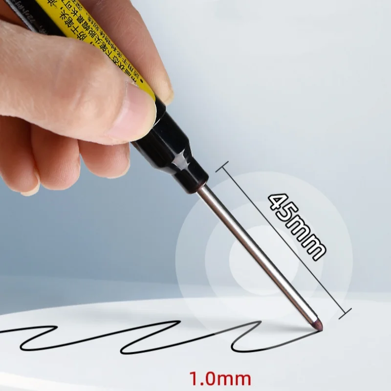 6 Stück/Set 45mm Spitze Lange Marker-Stifte, Mit Stiftkappe Holzbearbeitung Bohrmarkierstift Nachfüllbar, Für Tiefenloch-Markierung – Detail 6