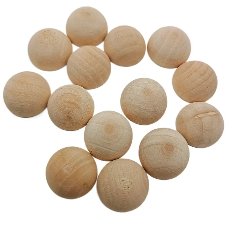 12-40mm Half Unfinished Wooden Balls Natural Split Wood Ball Wood Craft Balls Small Half Round Wooden Balls for Paint DIY Craft