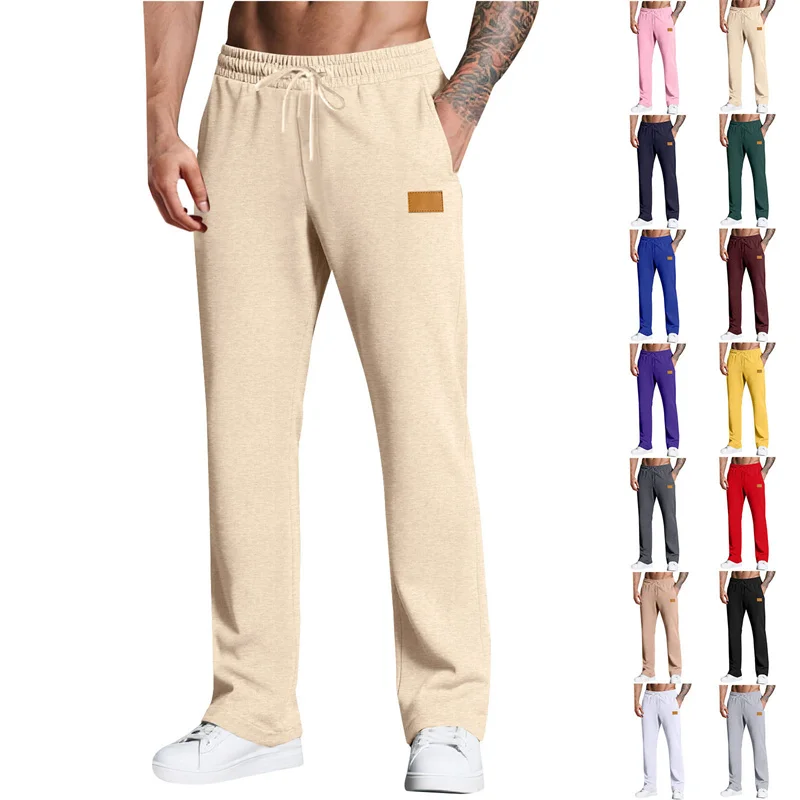 

Новые спортивные брюки для бега 2026 года, мужские свободные износостойкие быстросохнущие брюки, весенне-осенние мужские однотонные прямые брюки